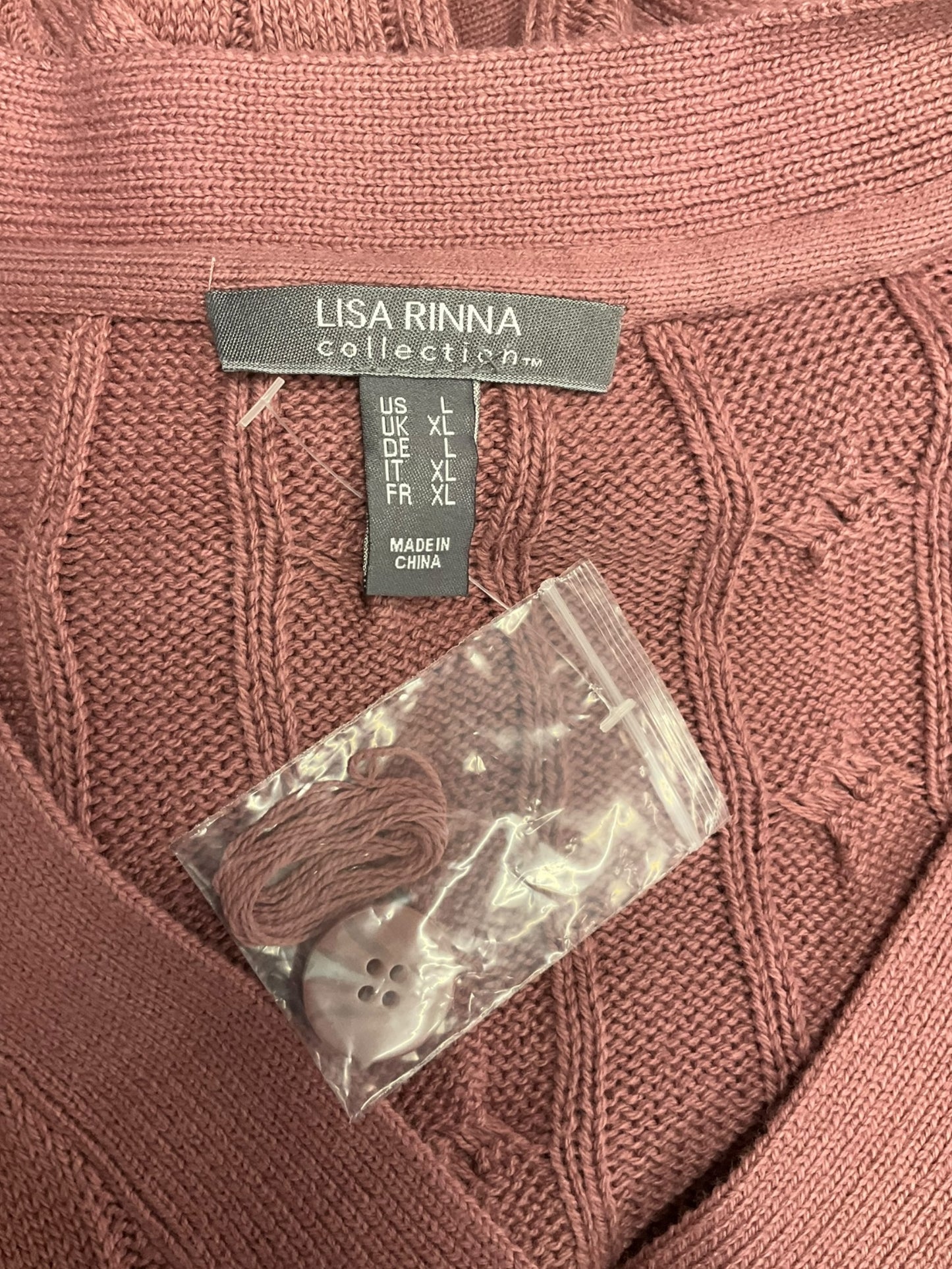 Sweater Cardigan By Lisa Rinna In Mauve, Size: L