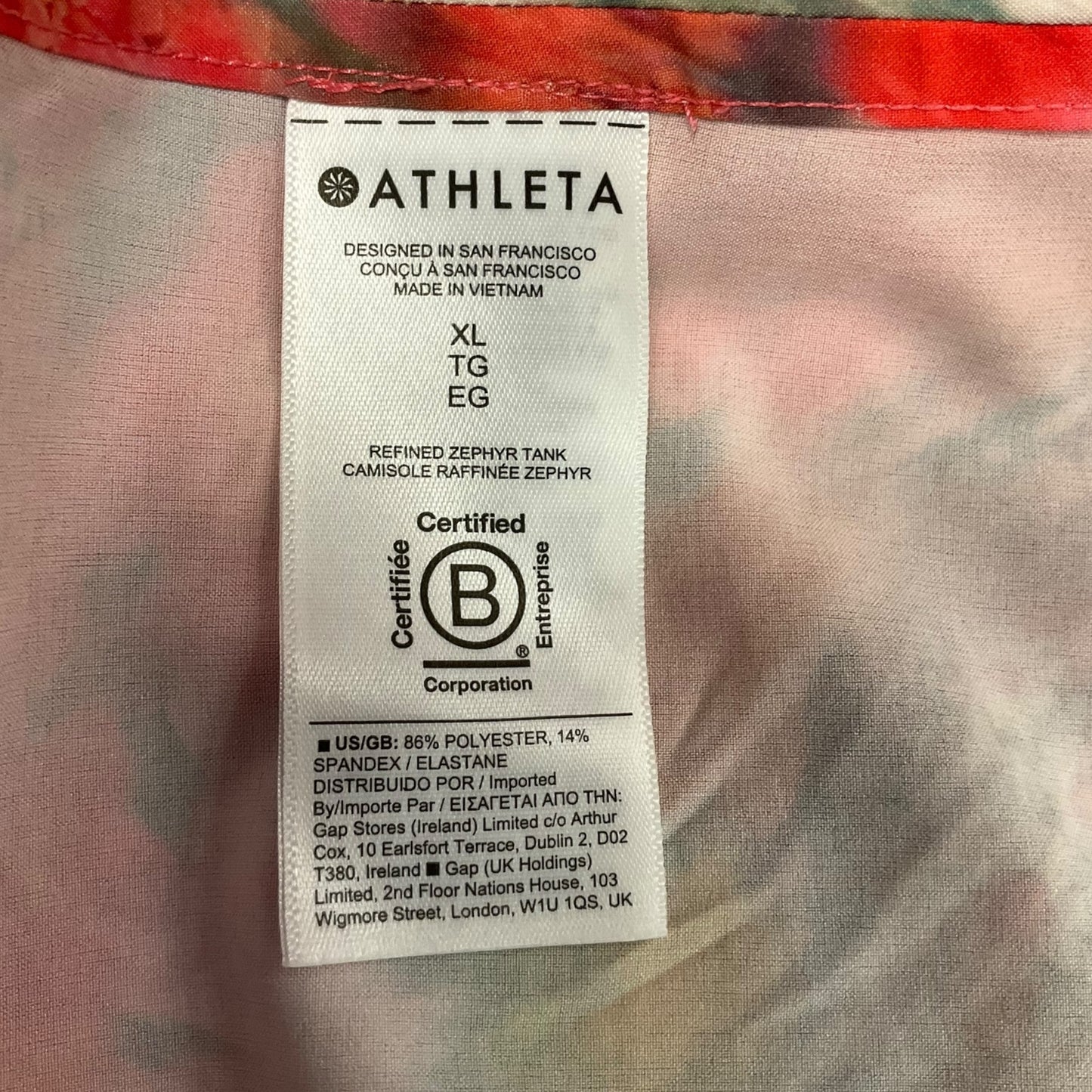 Top Sleeveless By Athleta In Floral Print, Size: Xl