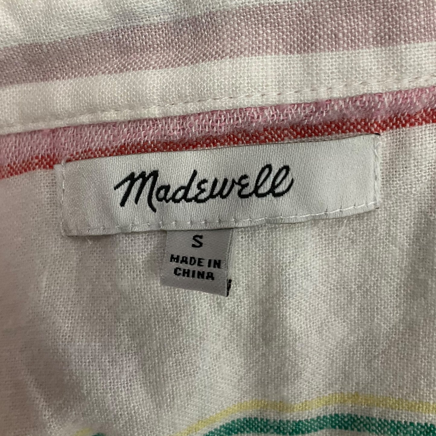 Blouse Short Sleeve By Madewell In Striped Pattern, Size: S