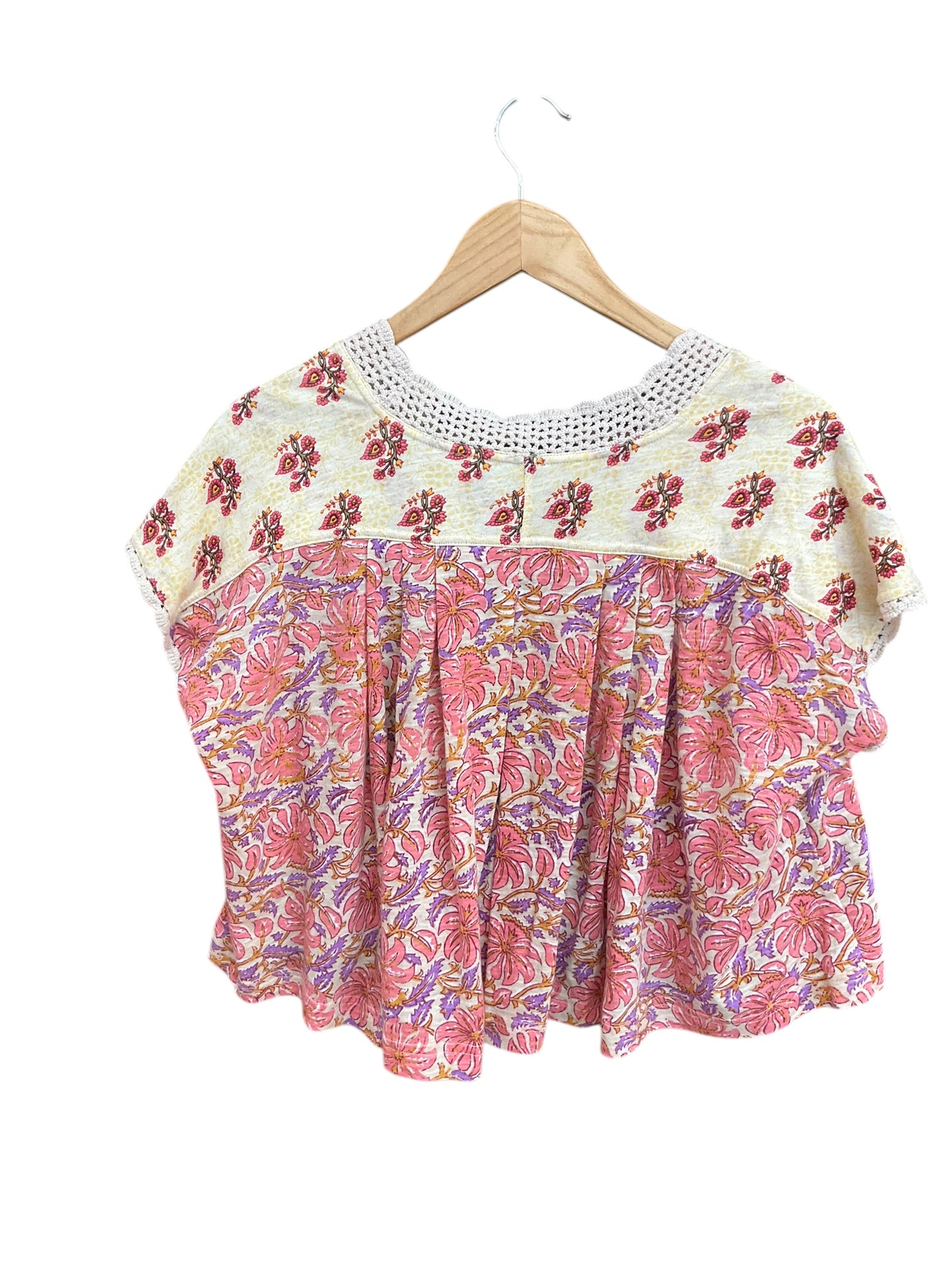 Top Short Sleeve By Free People In Floral Print, Size: S