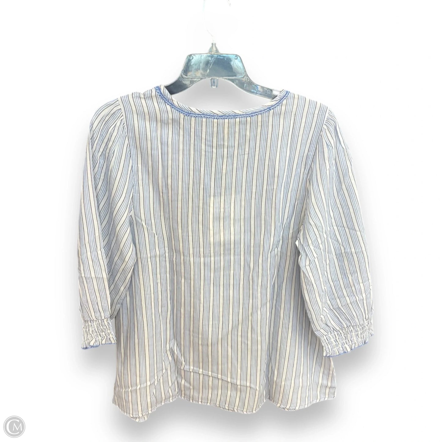 Top 3/4 Sleeve By Downeast In Blue & White, Size: S