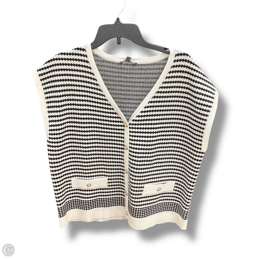 Vest Sweater By Adrianna Papell In Black & White, Size: Xl