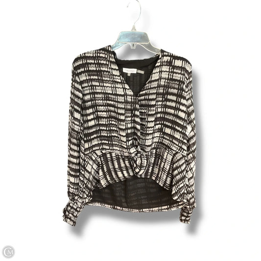 Top Long Sleeve By Calvin Klein In Black & Grey, Size: L
