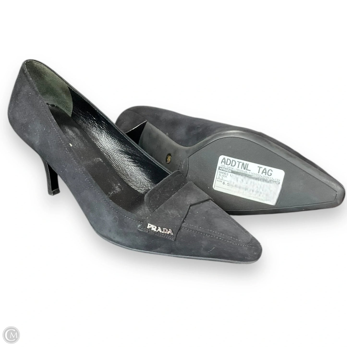 Shoes Luxury Designer By Prada In Black, Size: 6.5