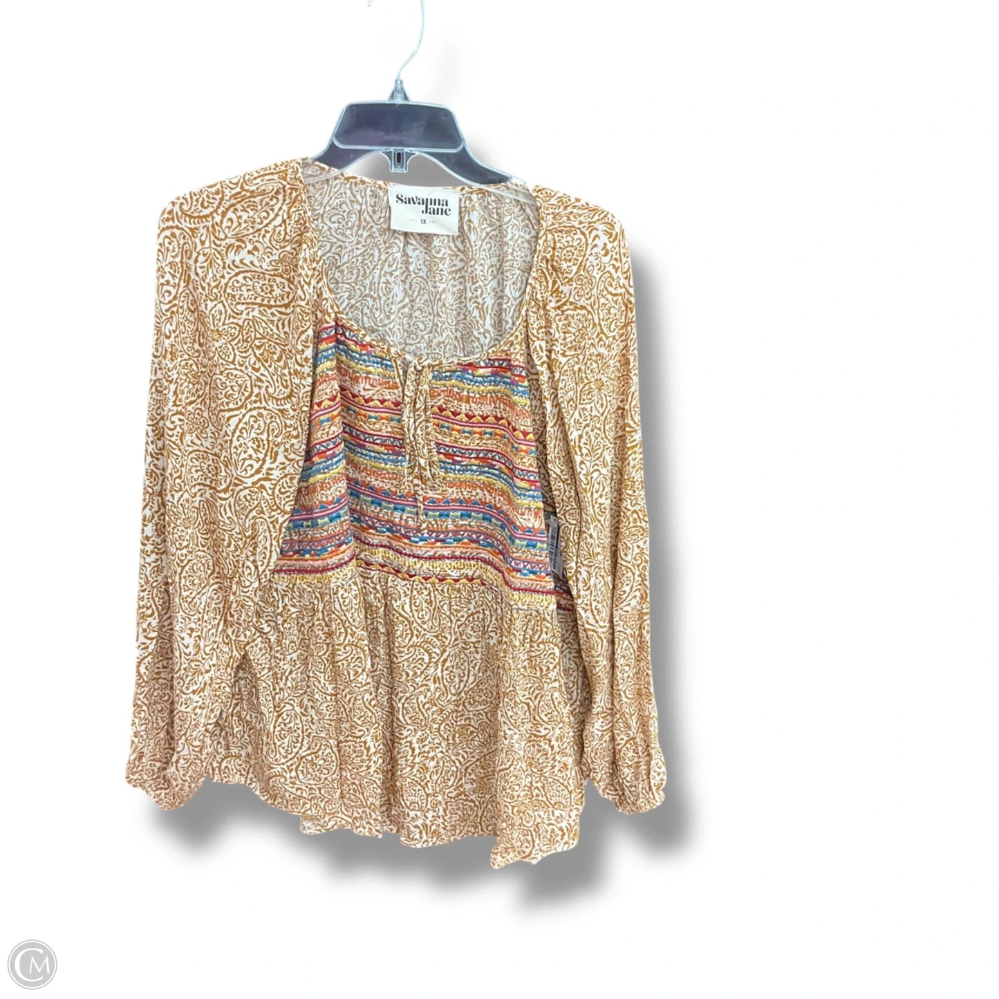 Top 3/4 Sleeve By Savanna Jane In Paisley Print, Size: 1x