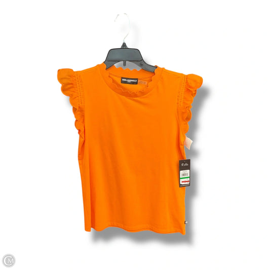 Top Sleeveless Designer By Karl Lagerfeld In Orange, Size: L
