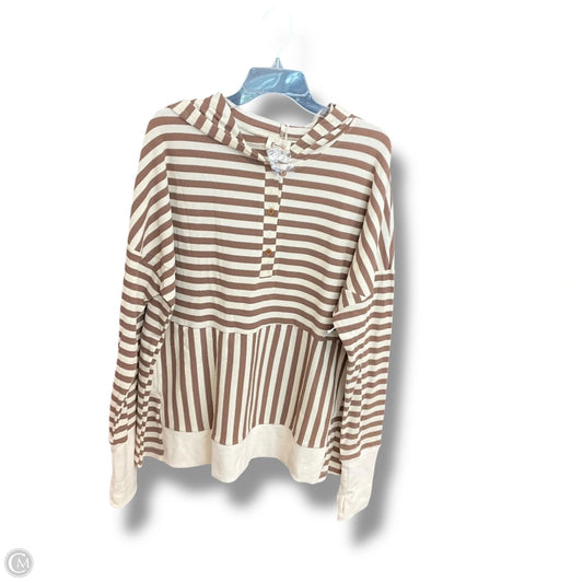 Top Long Sleeve By Bibi In Striped Pattern, Size: L