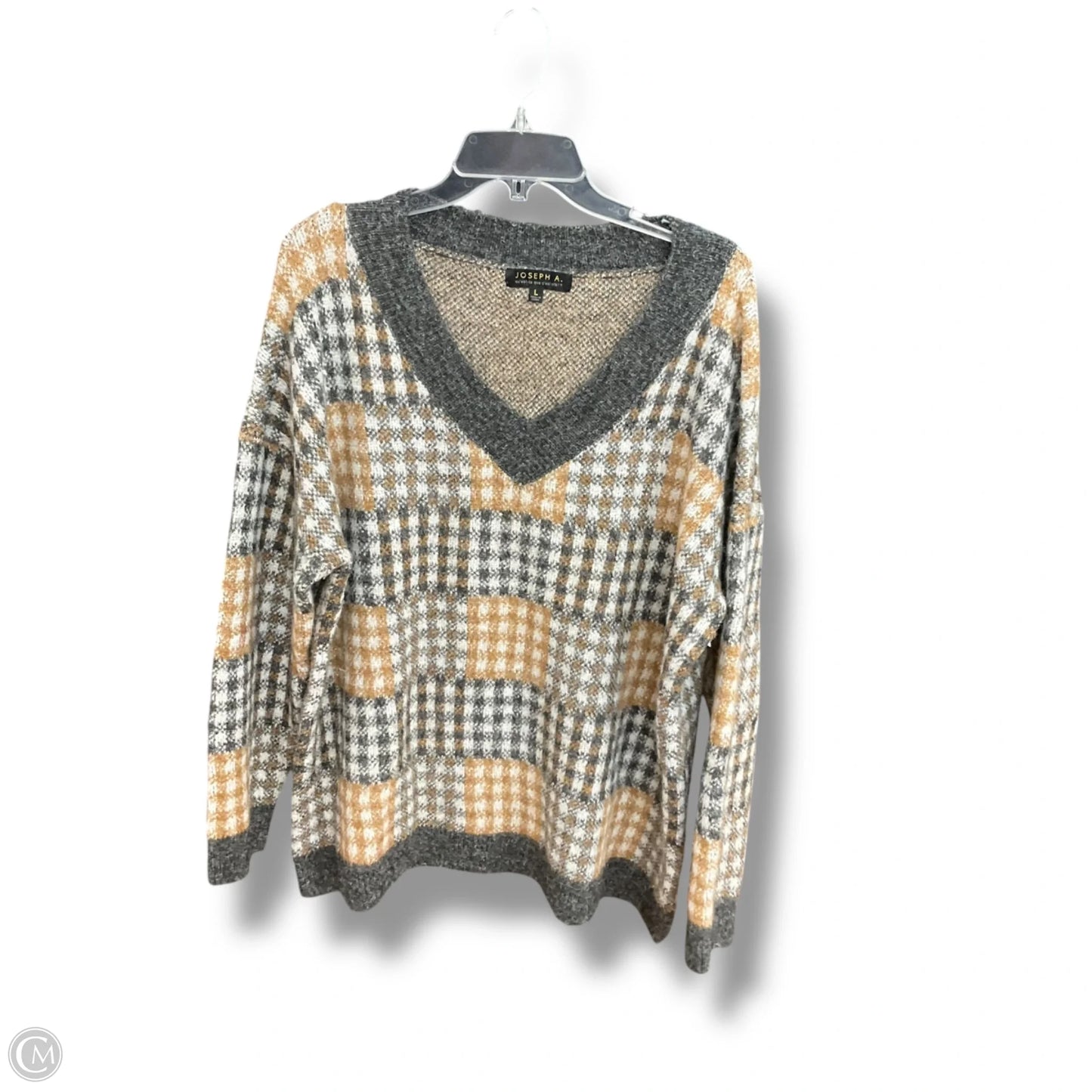 Sweater By Joseph A. In Checkered Pattern, Size: L