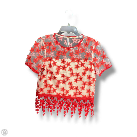 Top Short Sleeve By Elie Tahari In Cream & Red, Size: S