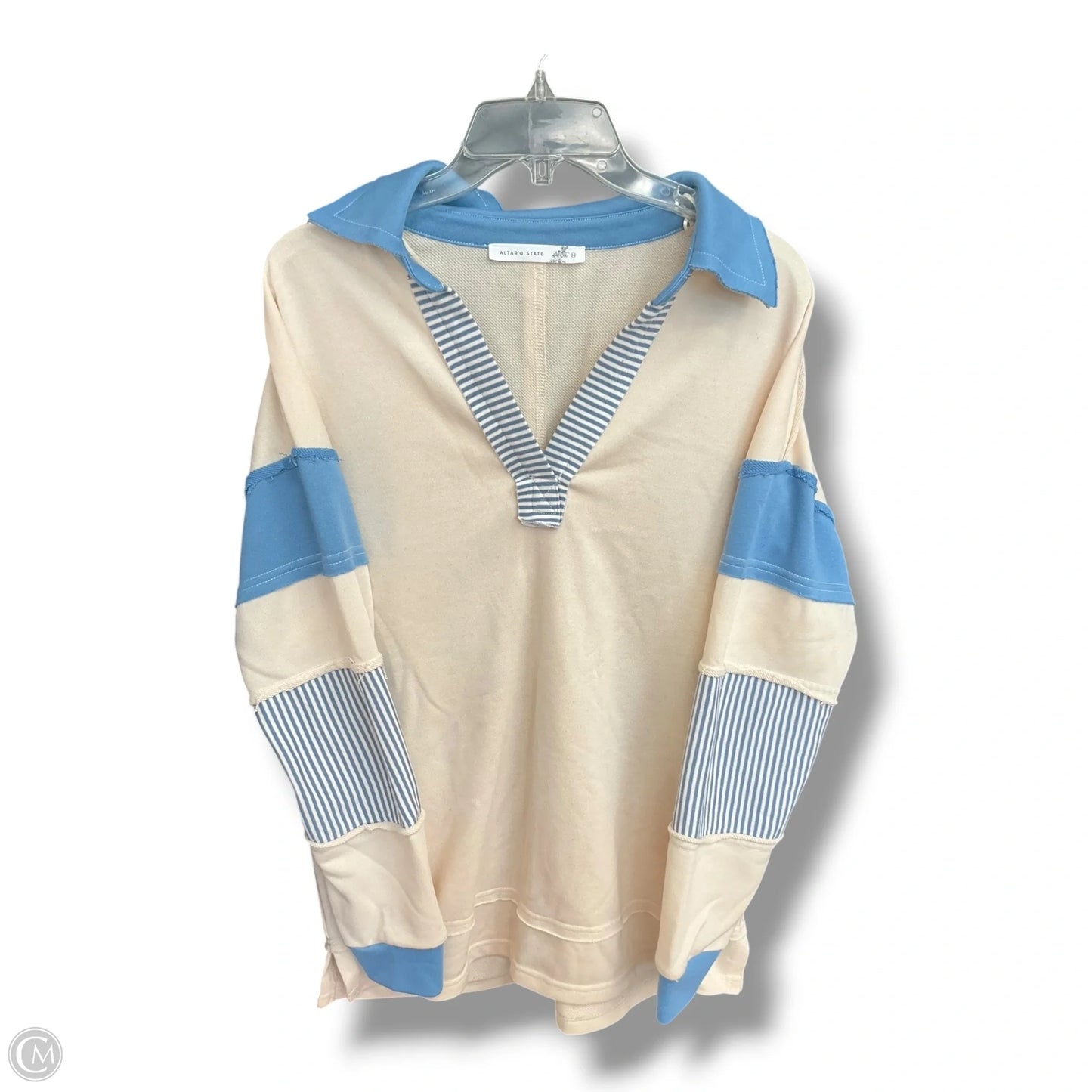Top Long Sleeve By Altard State In Blue & Cream, Size: M