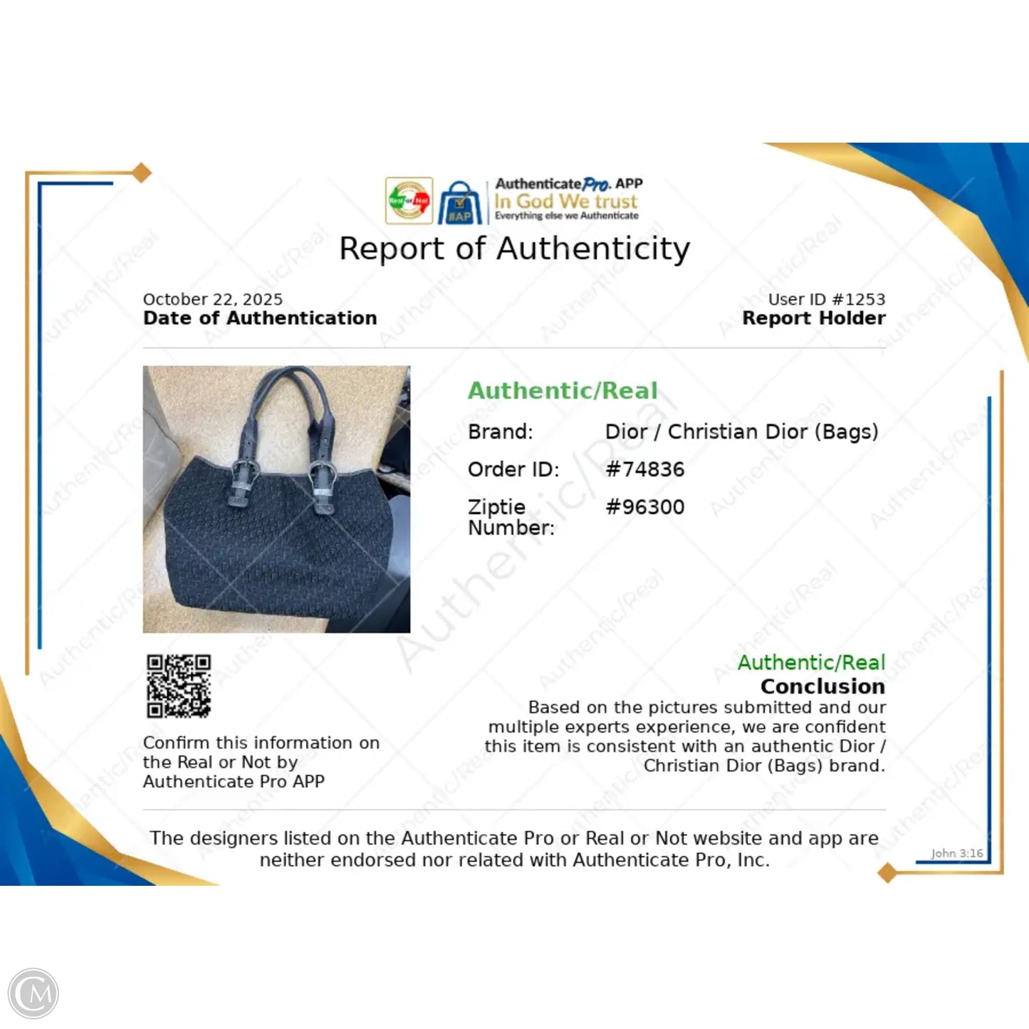 Handbag Luxury Designer By Dior, Size: Medium