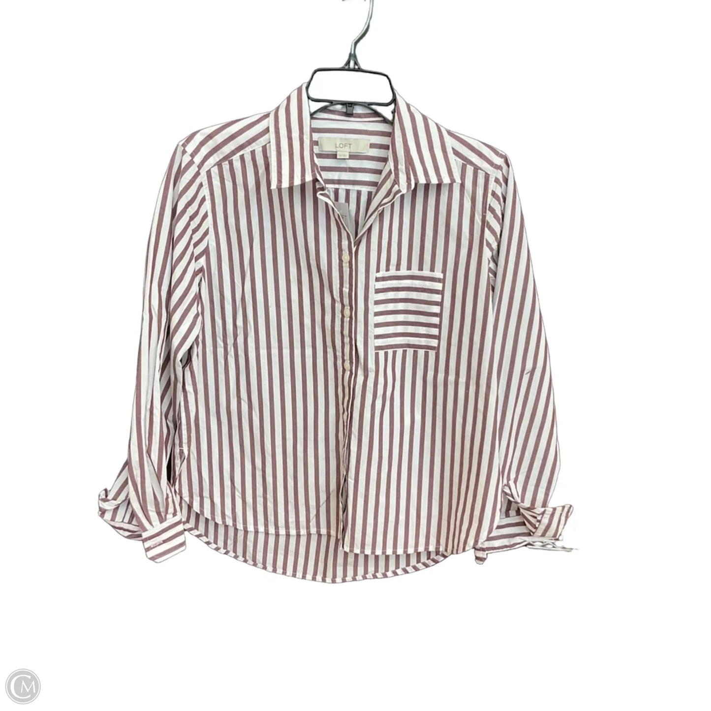 Blouse Long Sleeve By Loft In Striped Pattern, Size: Xs