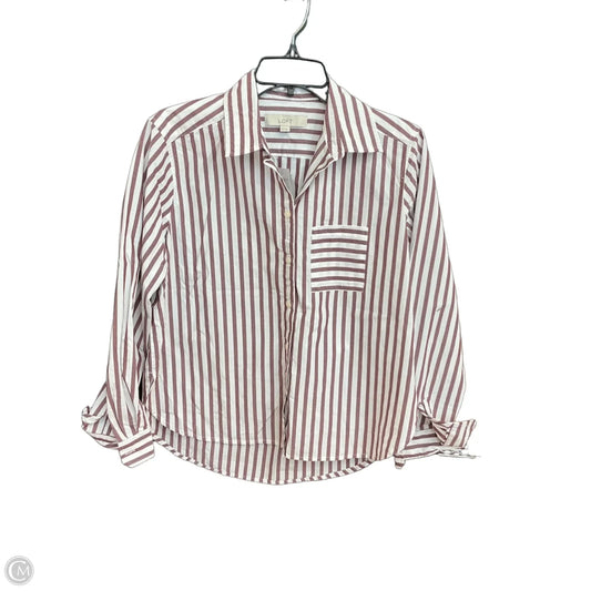 Blouse Long Sleeve By Loft In Striped Pattern, Size: Xs