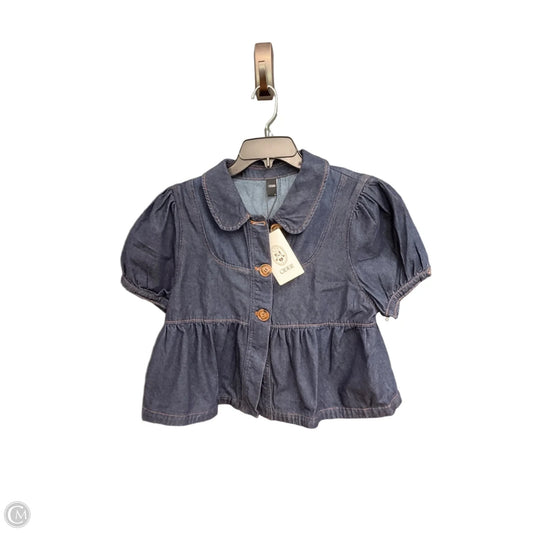 Top Short Sleeve By Cider In Blue Denim, Size: L