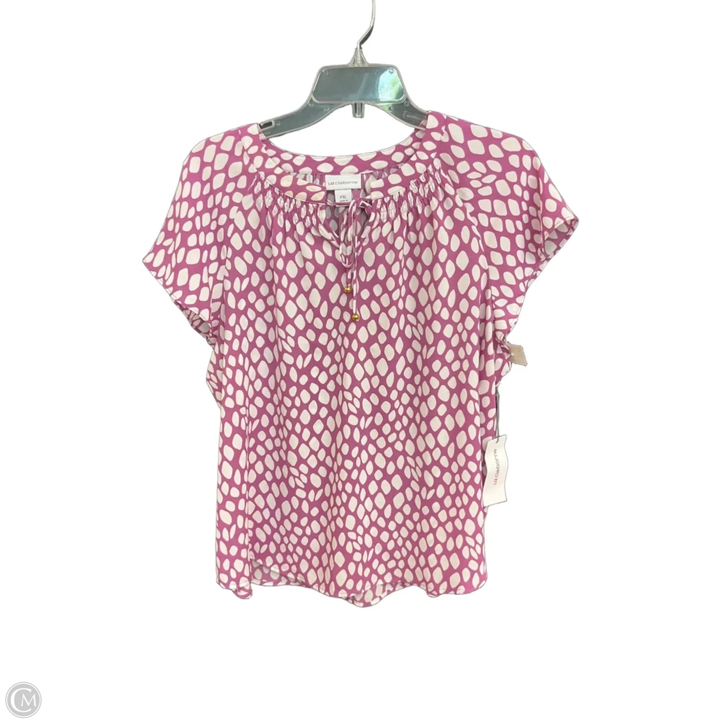 Top Short Sleeve By Liz Claiborne In Purple & White, Size: Xlp