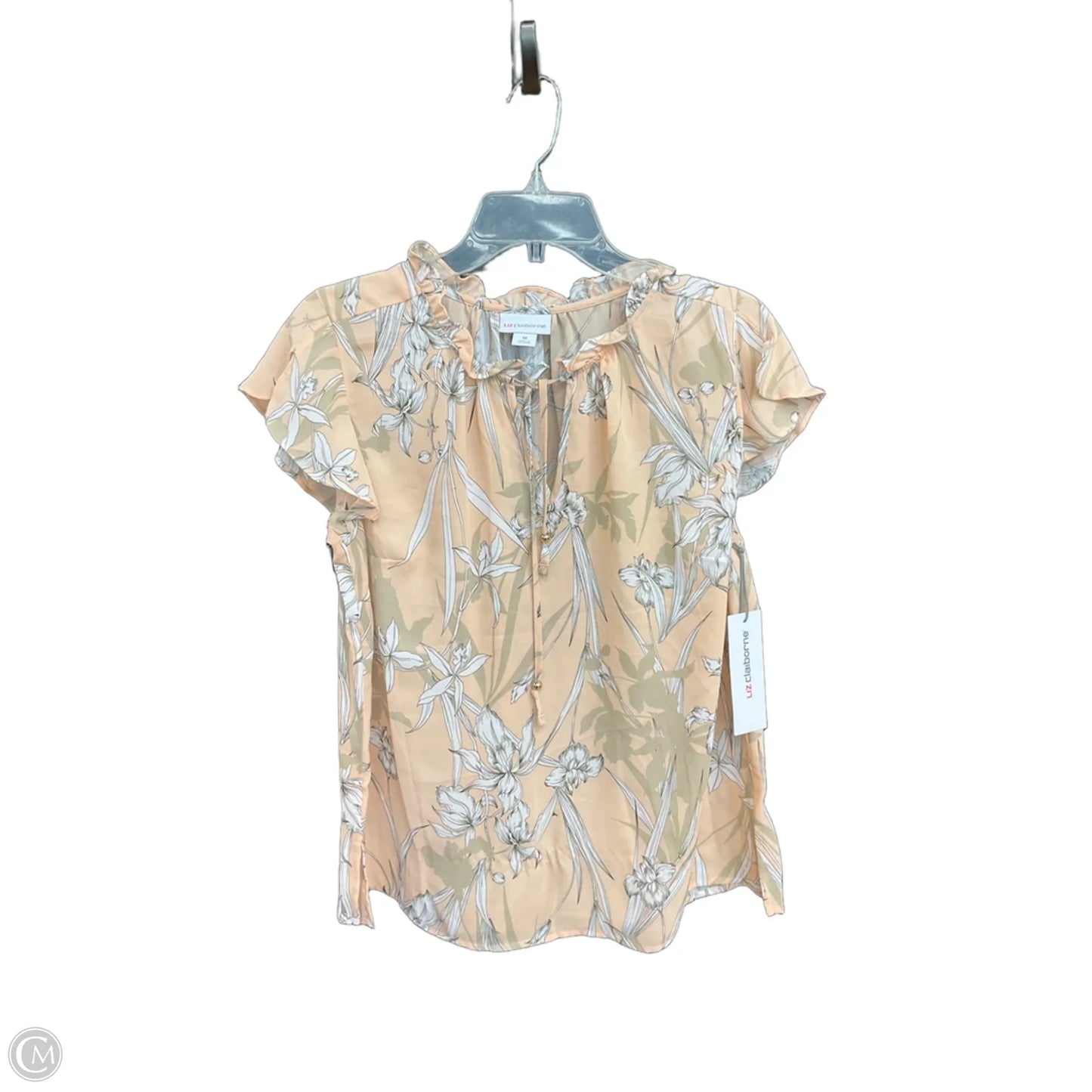 Top Short Sleeve By Liz Claiborne In Peach, Size: M