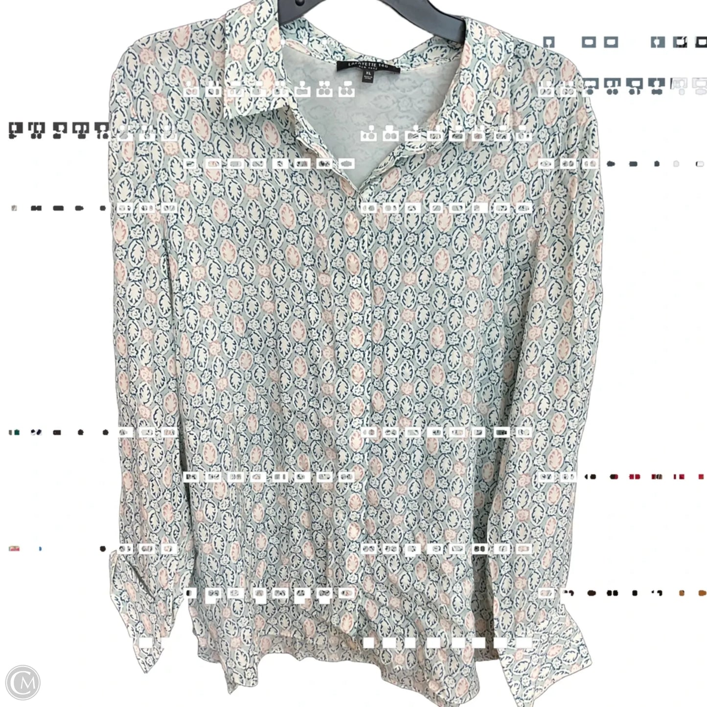Blouse Designer By Lafayette 148 In Blue, Size: Xl
