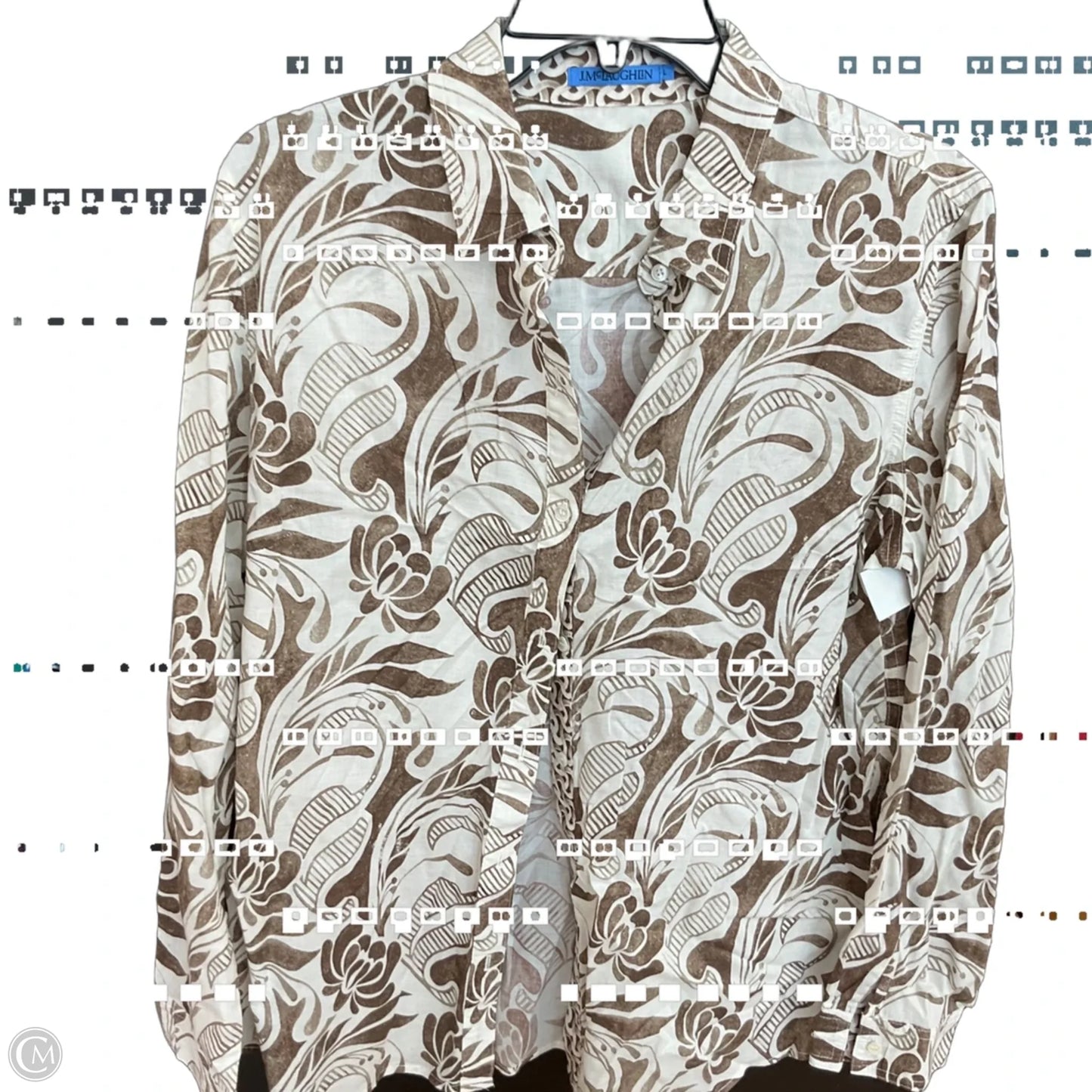 Blouse Long Sleeve By J Mclaughlin In Brown & Cream, Size: L