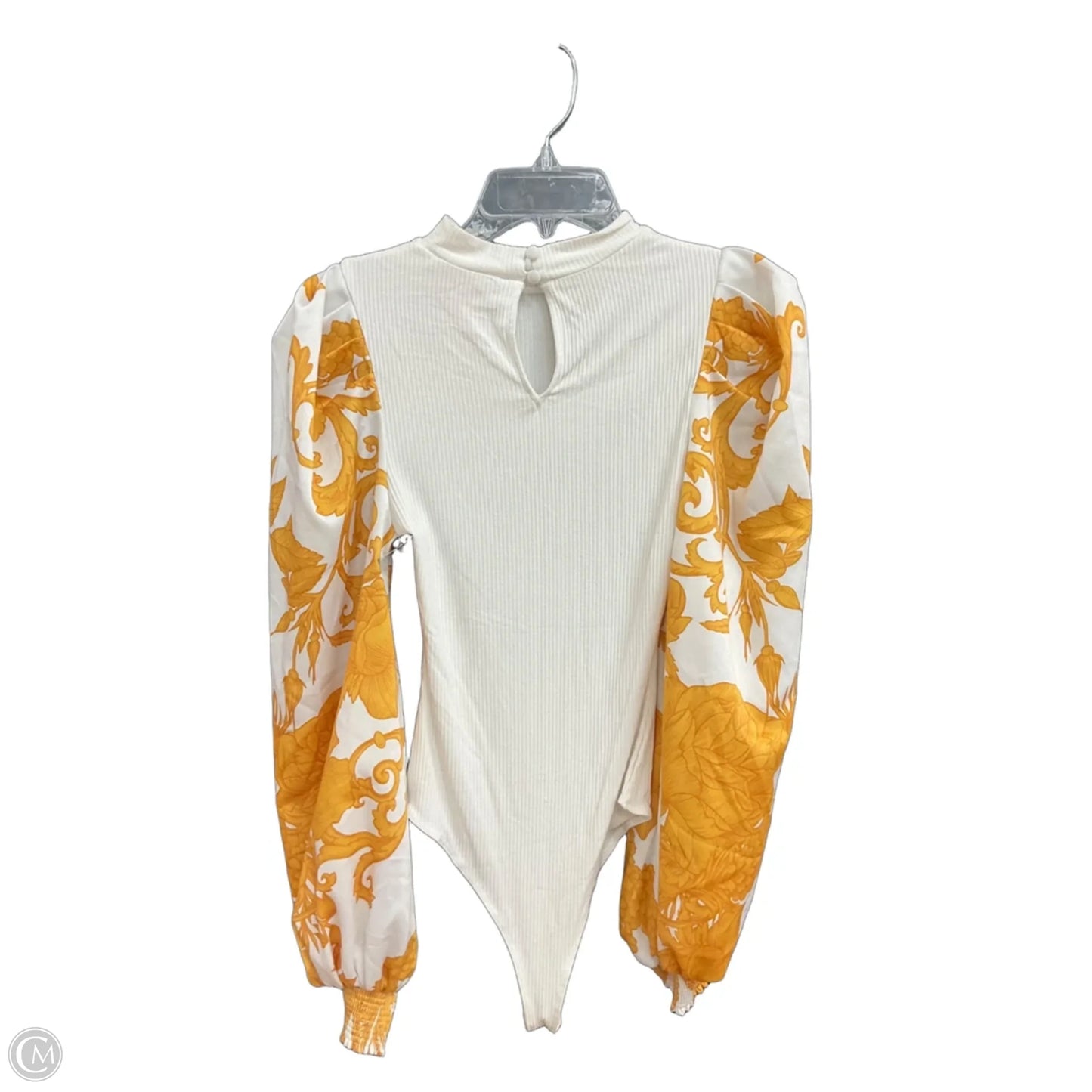 Top Long Sleeve By Flying Tomato In White & Yellow, Size: S