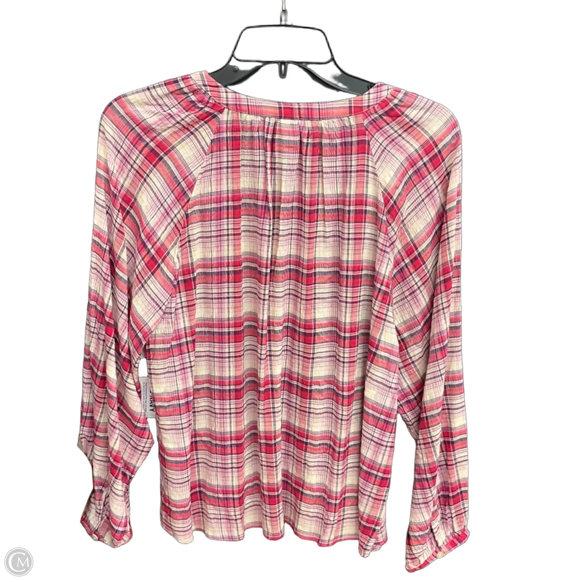 Top Long Sleeve By Old Navy In Plaid Pattern, Size: M