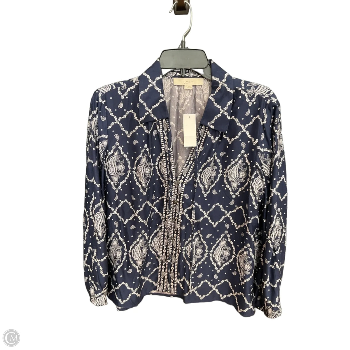 Blouse Long Sleeve By Loft In Blue, Size: M