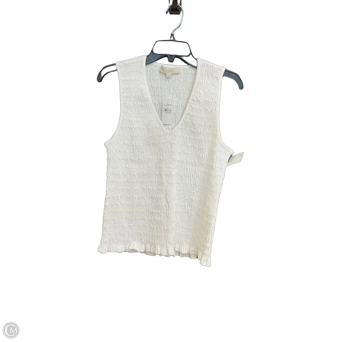 Top Sleeveless By Loft In White, Size: L