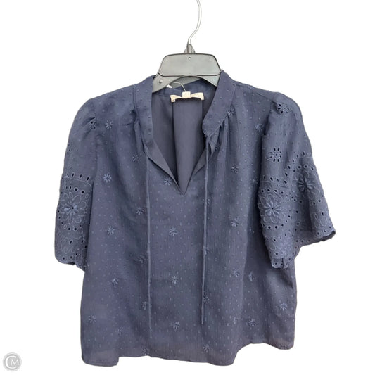 Top Short Sleeve By Loft In Navy, Size: S