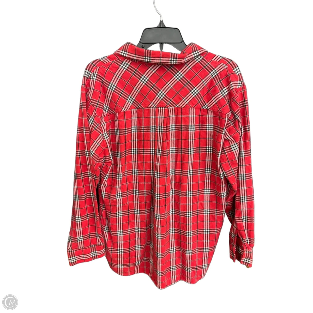 Blouse Long Sleeve By Loft In Plaid Pattern, Size: L