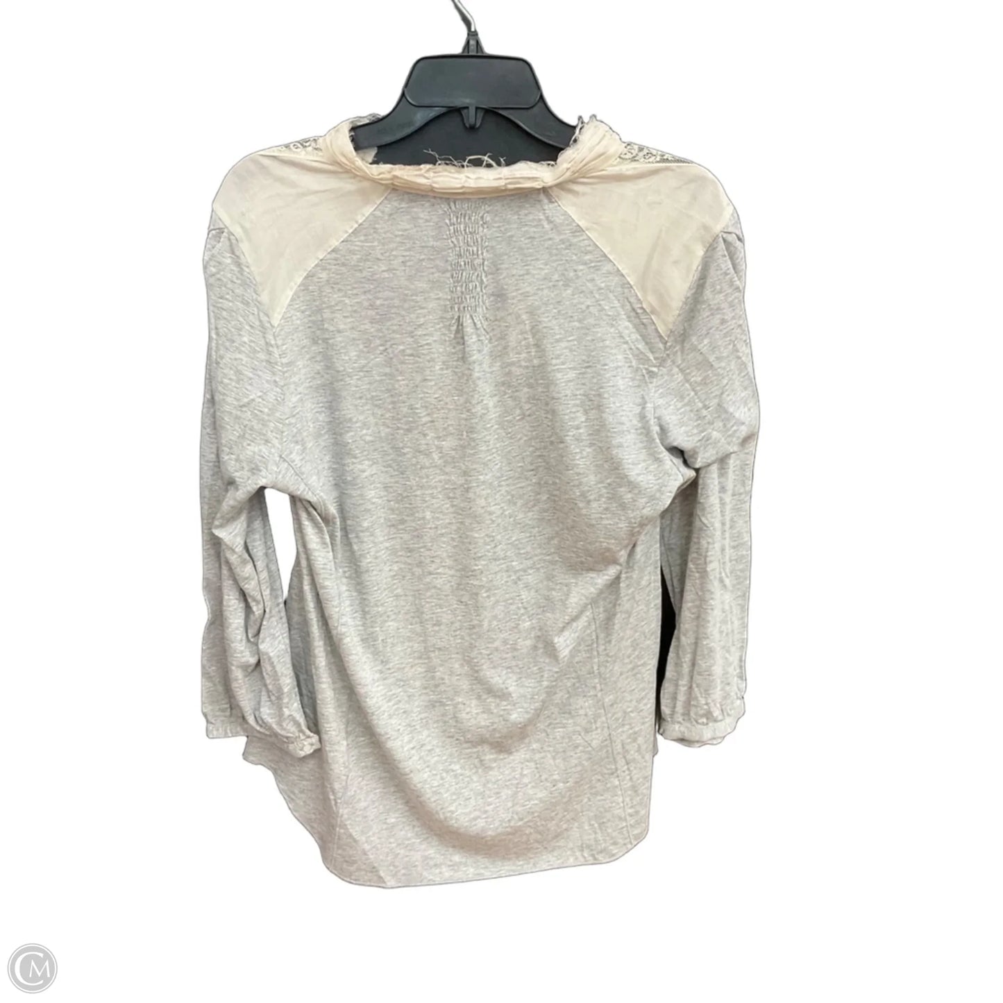 Top 3/4 Sleeve By Tiny In Grey & White, Size: L