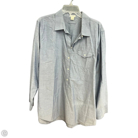 Blouse 3/4 Sleeve By J. Crew In Blue, Size: Xxl