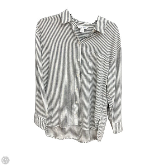 Blouse Long Sleeve By Old Navy In Striped Pattern, Size: M