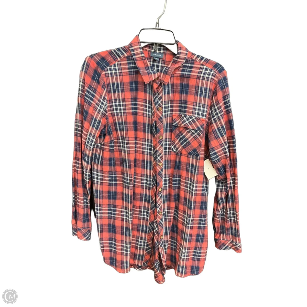 Blouse Long Sleeve By J. Jill In Plaid Pattern, Size: M