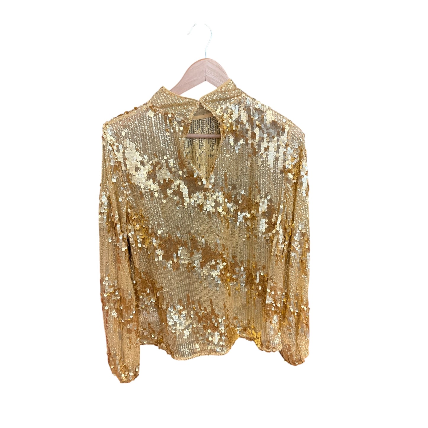 Top Long Sleeve By Express In Gold, Size: M