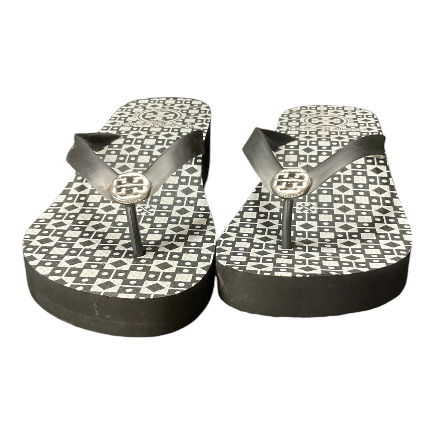 Sandals Designer By Tory Burch In Black & White, Size: 9