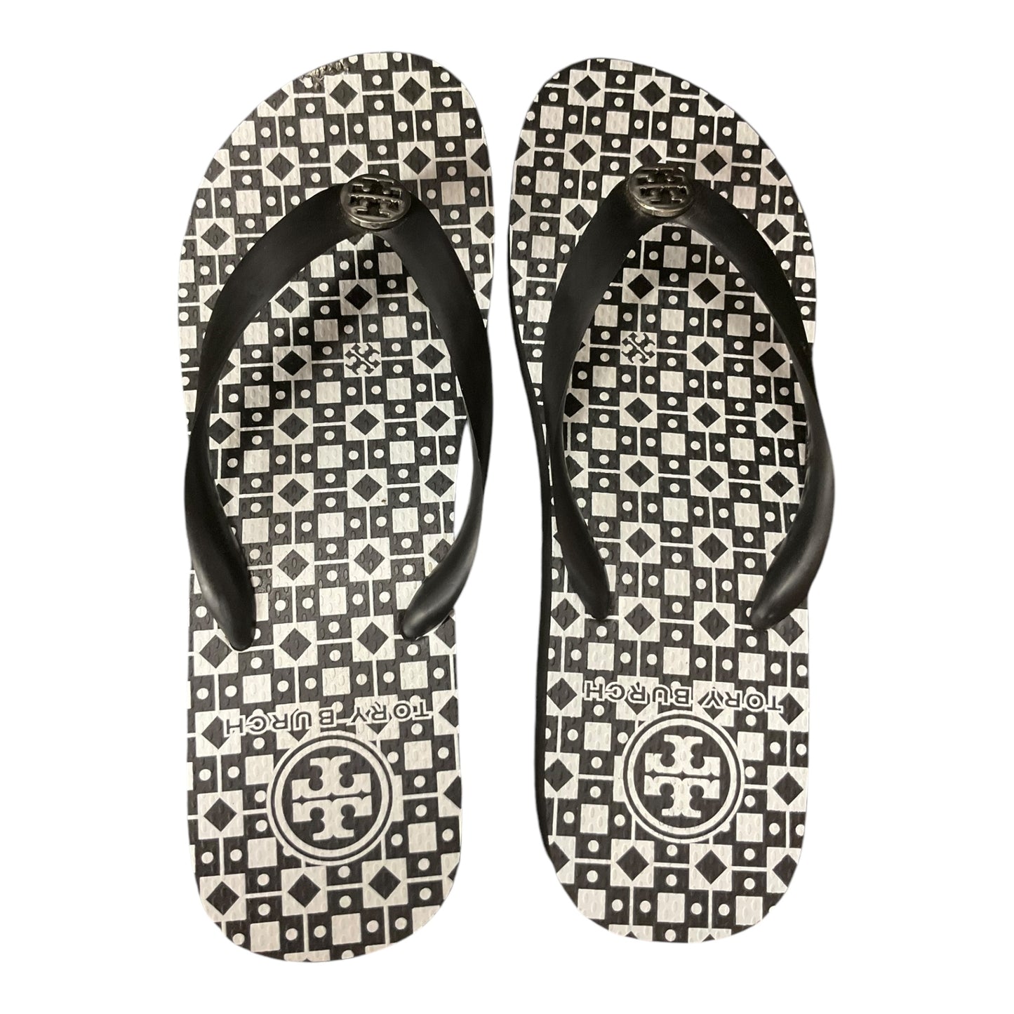 Sandals Designer By Tory Burch In Black & White, Size: 9