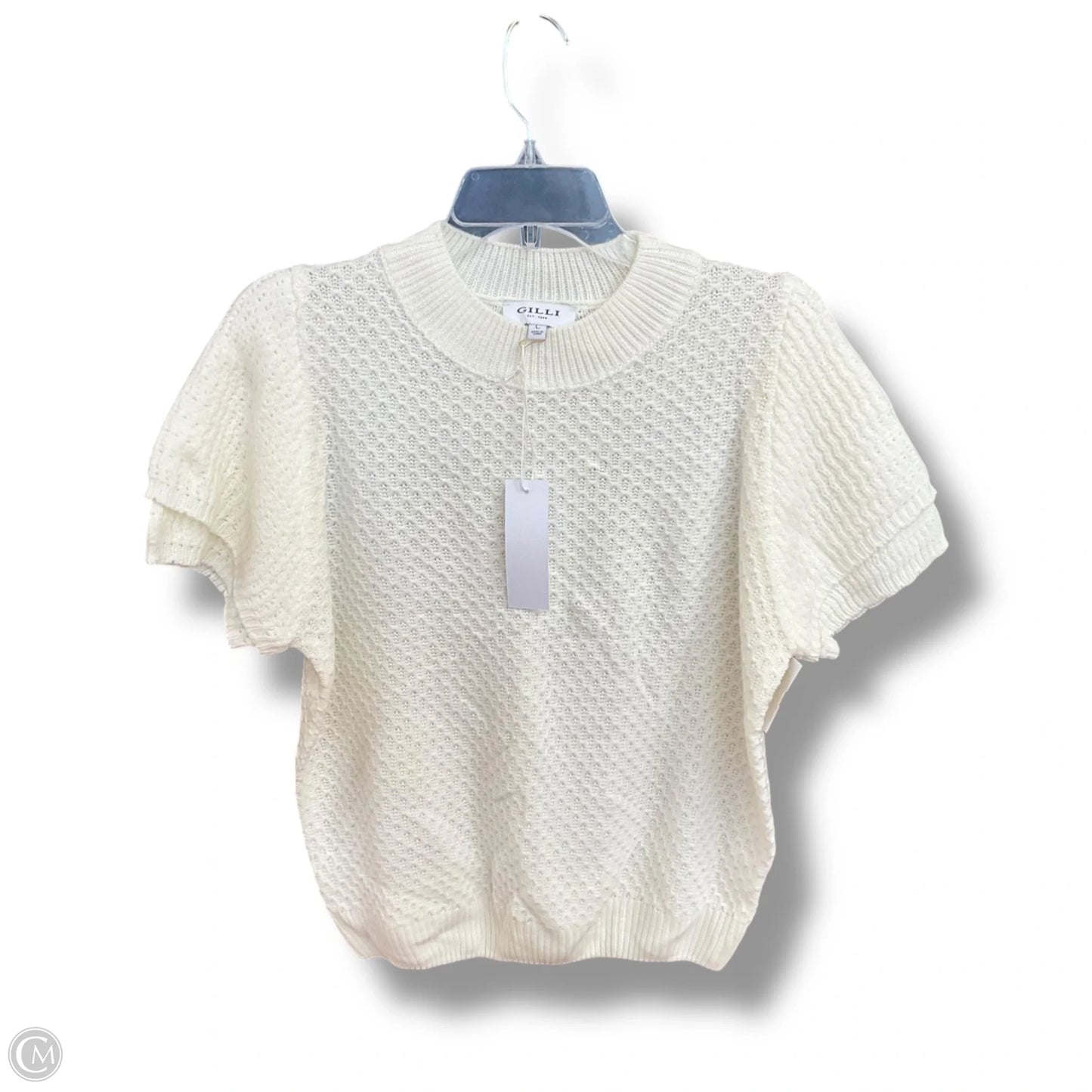 Sweater Short Sleeve By Gilli In Cream, Size: L