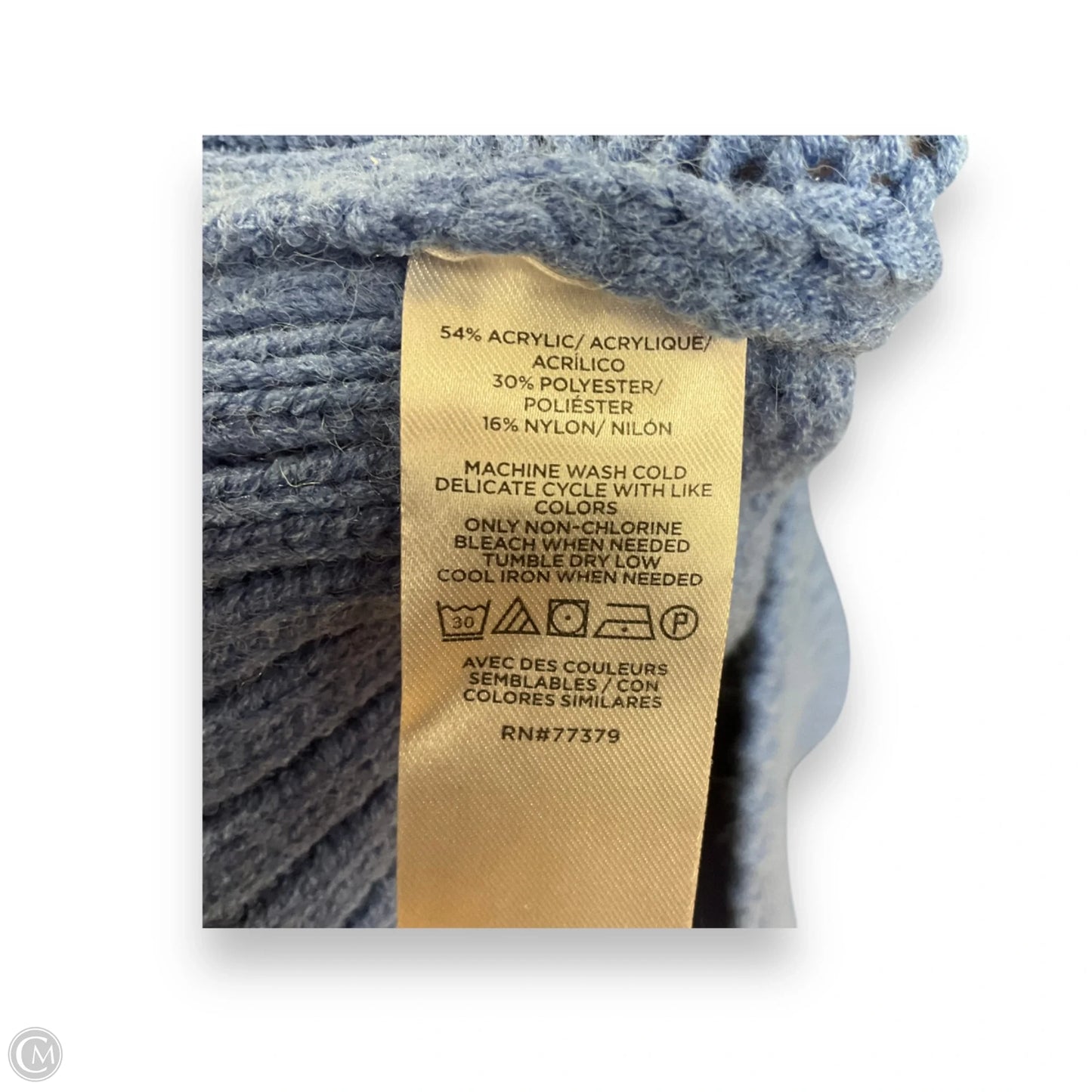 Sweater By Ann Taylor In Black & Blue, Size: L