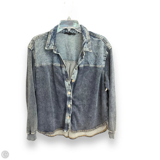 Jacket Shirt By Jane And Delancey In Blue Denim, Size: L