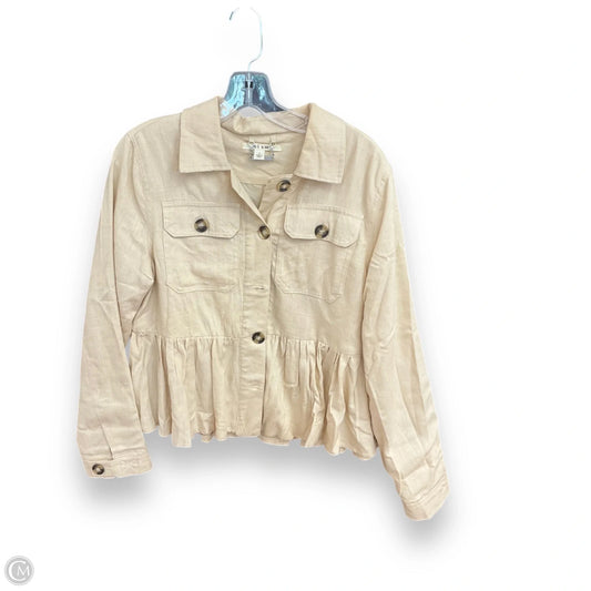 Jacket Shirt By Miami In Tan, Size: L