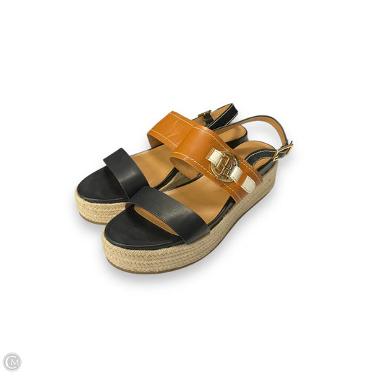 Sandals Flats By Tommy Hilfiger In Black & Brown, Size: 10