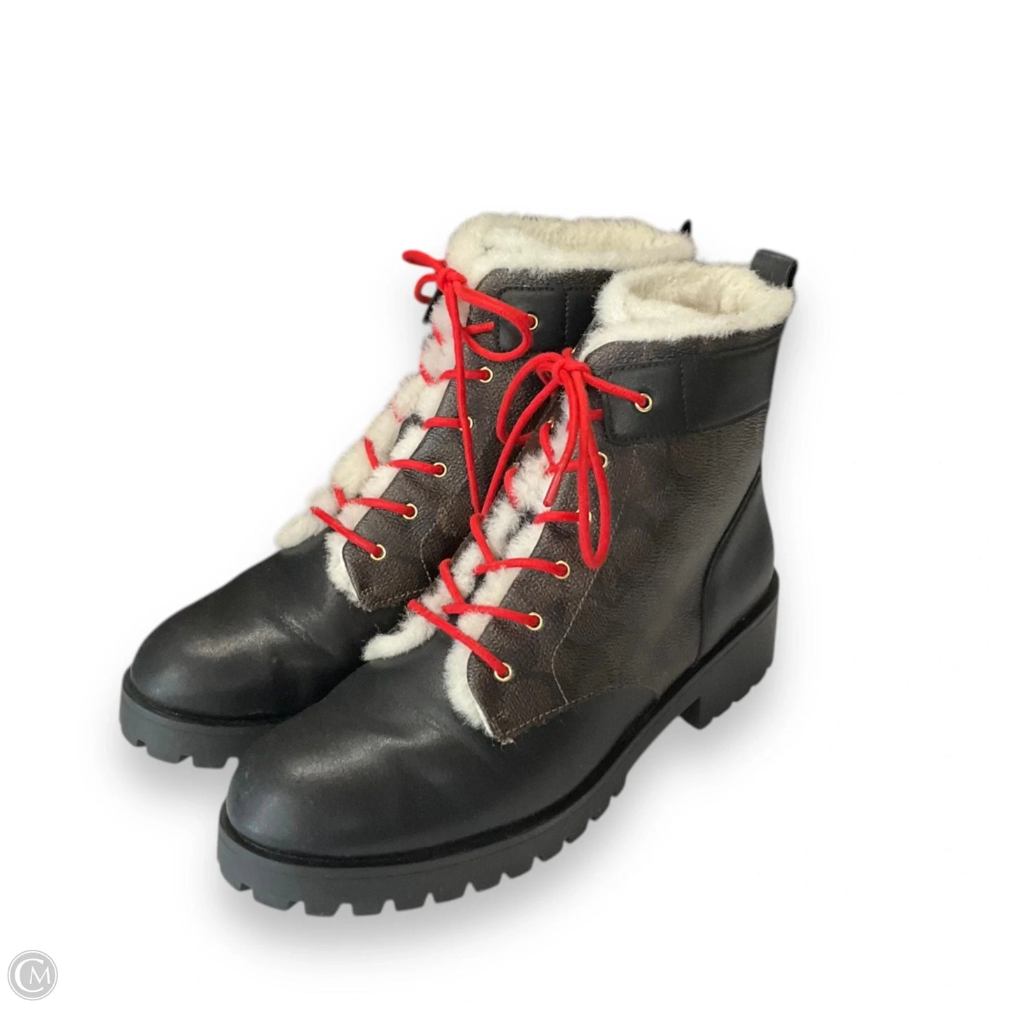 Boots Designer By Coach In Black & Brown, Size: 9.5