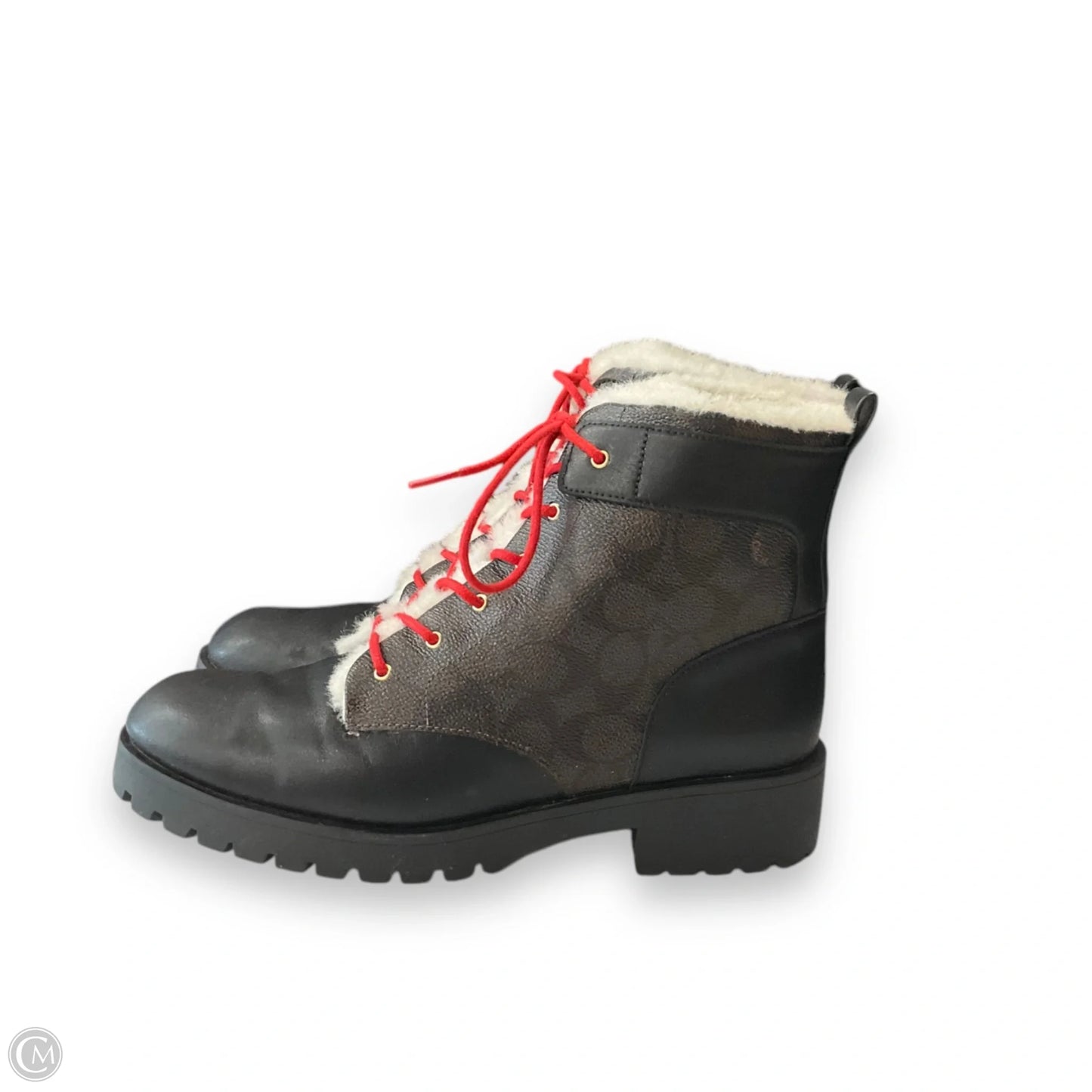 Boots Designer By Coach In Black & Brown, Size: 9.5