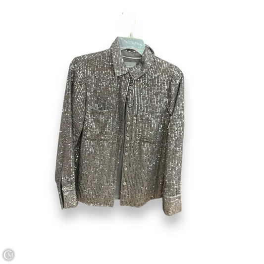 Blouse Long Sleeve By Anthropologie In Silver, Size: Xs