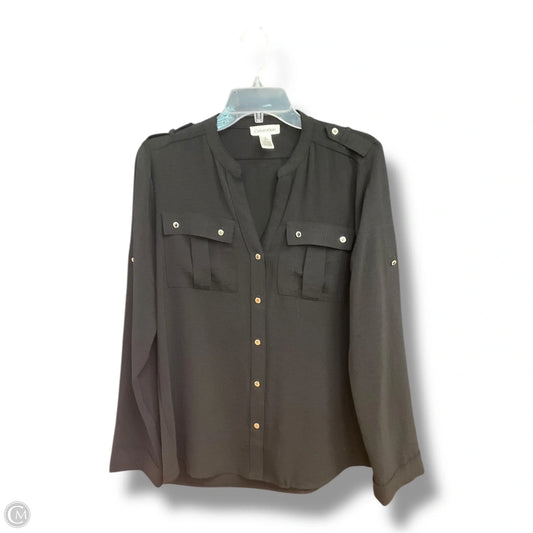 Blouse Long Sleeve By Calvin Klein In Black, Size: M