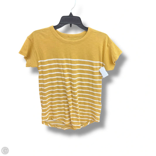 Top Short Sleeve Basic By Madewell In White & Yellow, Size: Xs