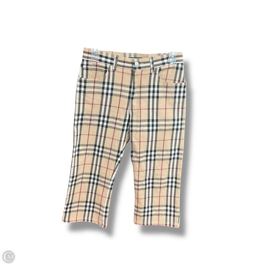 Capris Luxury Designer By Burberry In Plaid Pattern, Size: 4