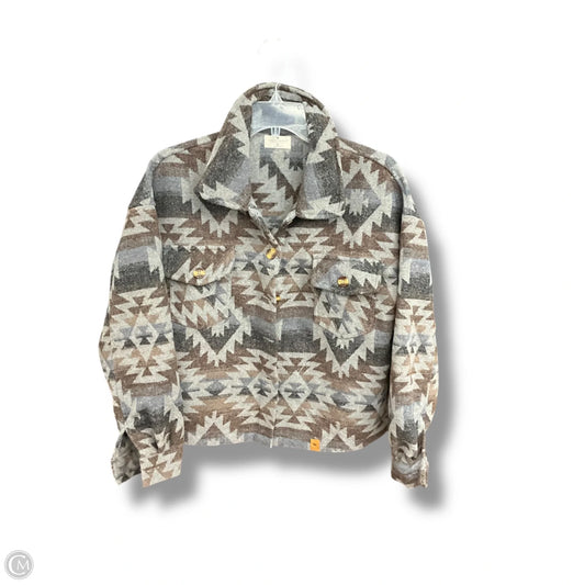 Jacket Shirt By Simply Southern In Grey, Size: M