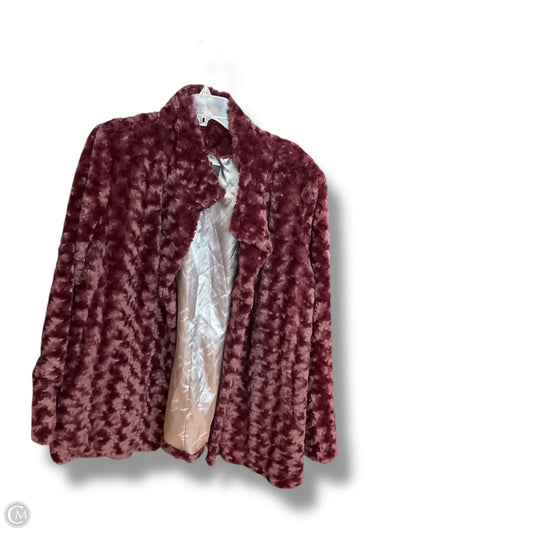 Coat Faux Fur & Sherpa By Dennis Basso Qvc In Maroon, Size: Xl