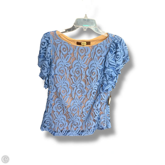 Top Short Sleeve By Eva Franco In Blue & Tan, Size: M