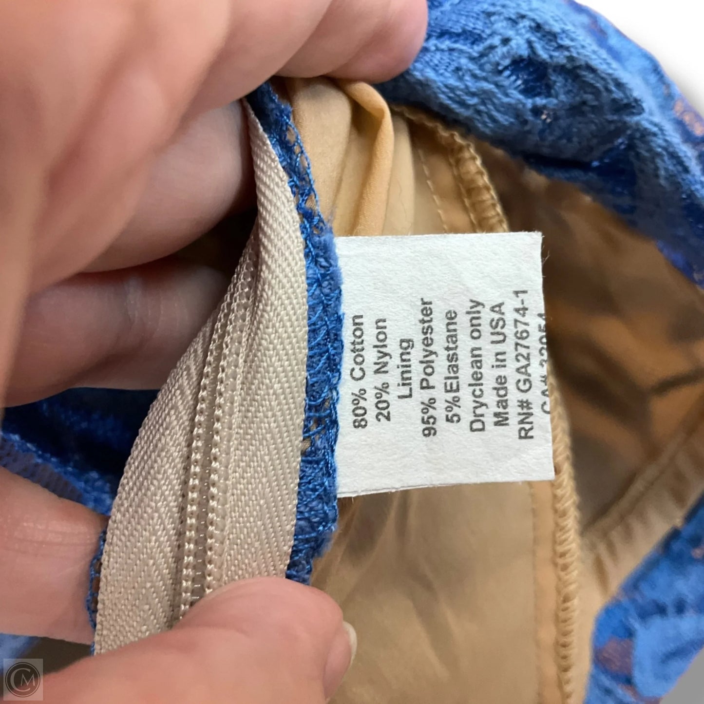 Top Short Sleeve By Eva Franco In Blue & Tan, Size: M